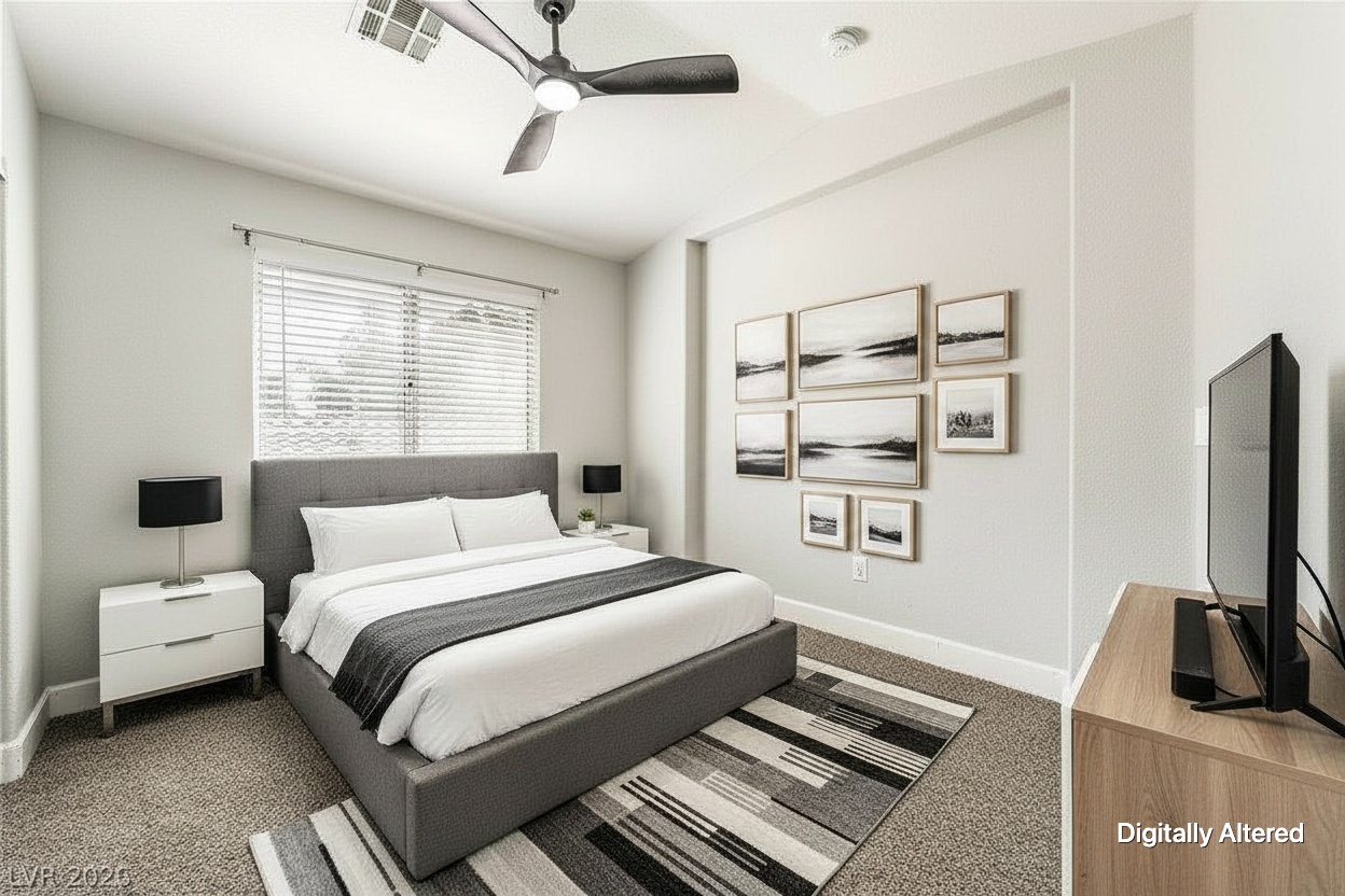 Secondary bedroom, virtually staged